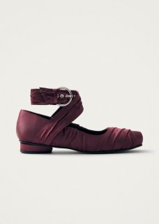 Women's Volant Silky Burgundy Ballet Flats
