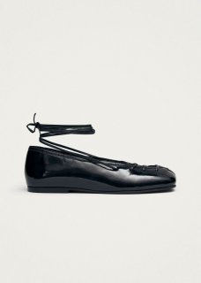 Women's Bumi Onix Black Leather Ballet Flats