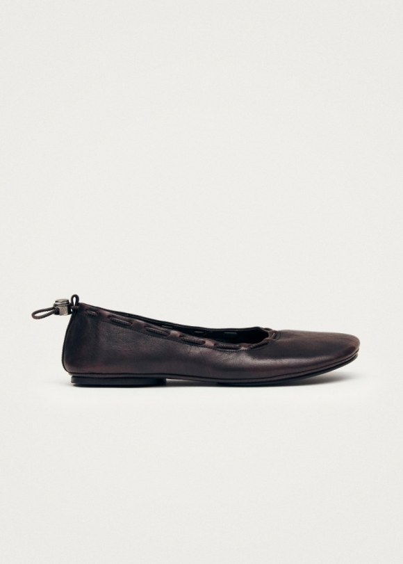 Women's Gill Brushed Burgundy Leather Ballet Flats
