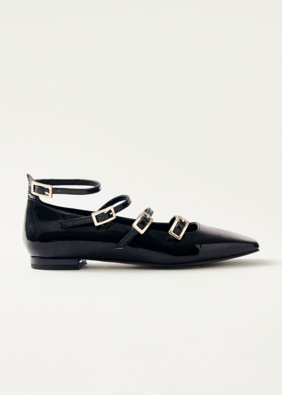 Women's Luke Onix Black Leather Ballet Flats