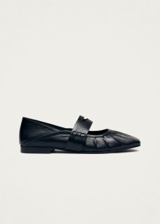 Women's Bargo Black Leather Ballet Flats