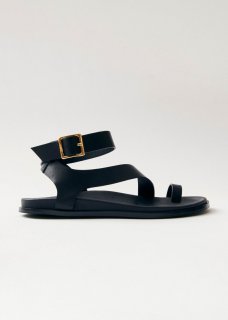 Women's Myles Black Leather Sandals