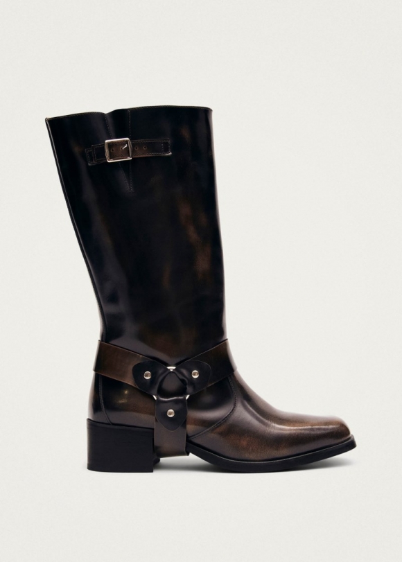 Women's Rocky Brushed Brown Leather Boots