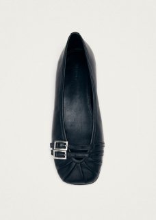 Women's Cendana Black Leather Ballet Flats