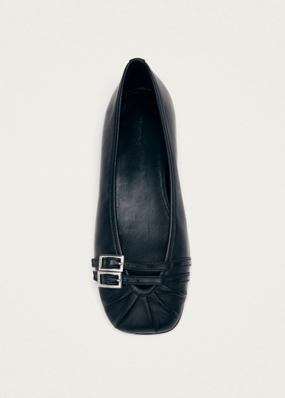Women's Cendana Black Leather Ballet Flats