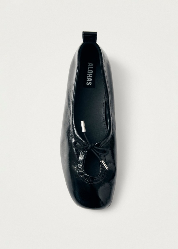 Women's Rosalind Onix Black Leather Ballet Flats