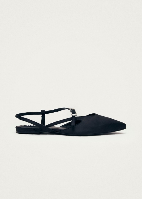 Women's Lydia Silky Black Ballet Flats
