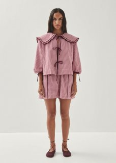 Women's Airi Checks Burgundy Blouse