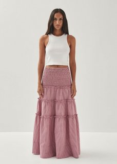 Women's Atenea Checks Burgundy Skirt