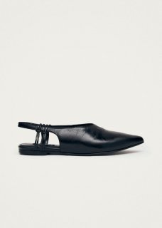 Women's Mandy Black Leather Ballet Flats