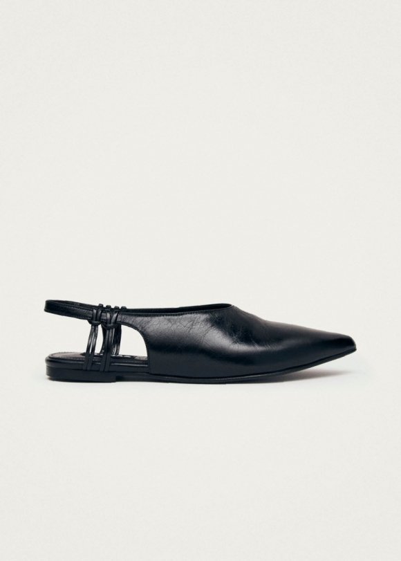 Women's Mandy Black Leather Ballet Flats
