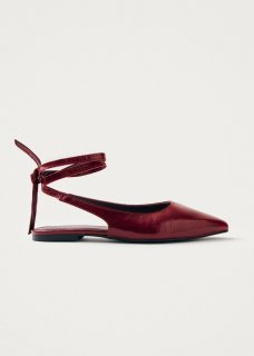Women's Ribbon Onix Burgundy Leather Ballet Flats