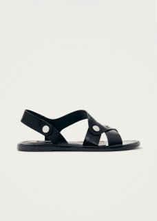 Women's Mindy Onix Black Leather Sandals