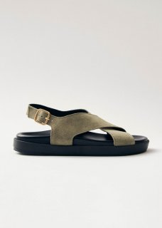 Women's Nico Suede Khaki Leather Sandals