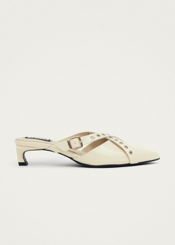 Women's Zyra Onix Cream Leather Mules