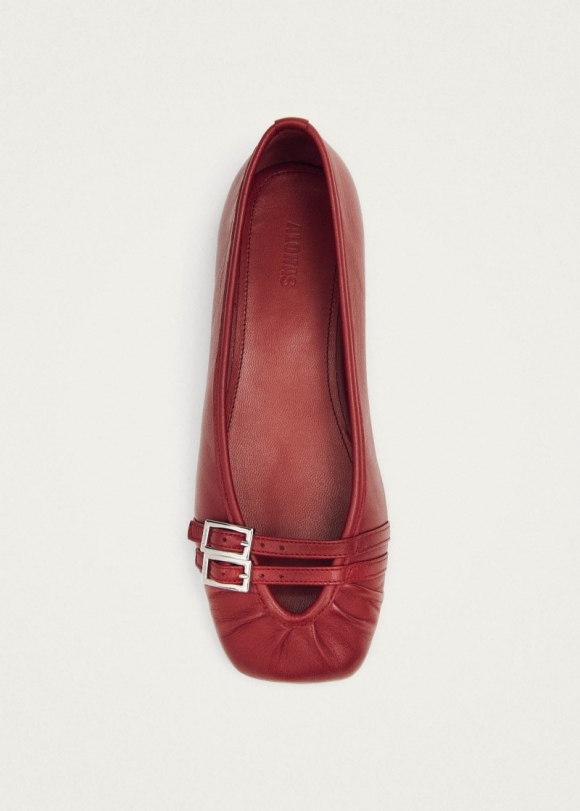Women's Cendana Red Leather Ballet Flats