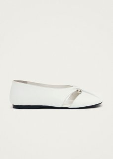 Women's Ravena White Leather Ballet Flats