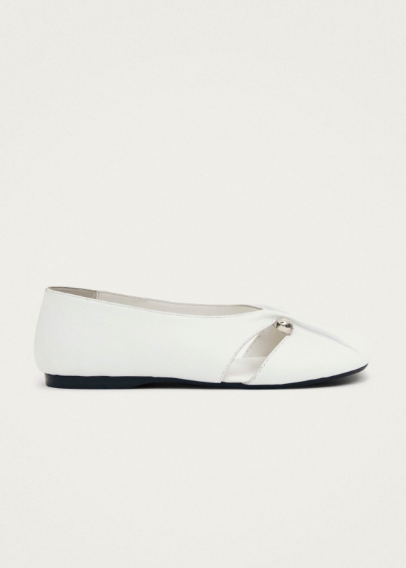 Women's Ravena White Leather Ballet Flats