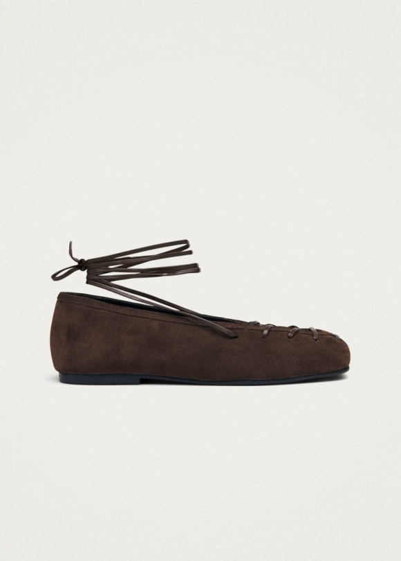 Women's Bumi Suede Brown Leather Ballet Flats