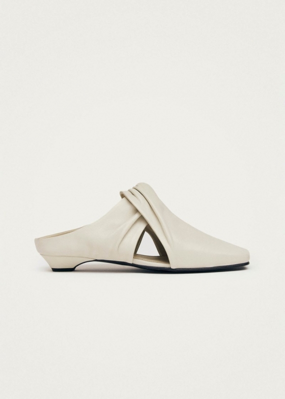 Women's Blau Cream Leather Mules