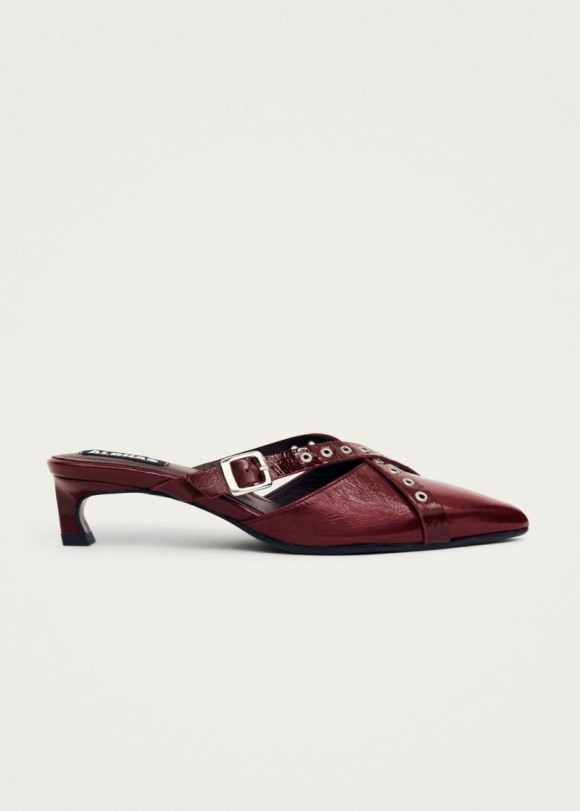 Women's Zyra Onix Burgundy Leather Mules