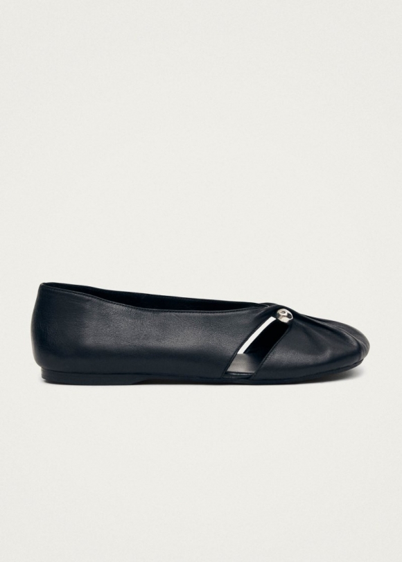 Women's Ravena Black Leather Ballet Flats