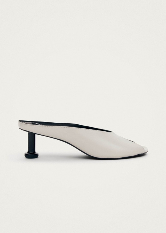 Women's Catherine Light Grey Leather Mules