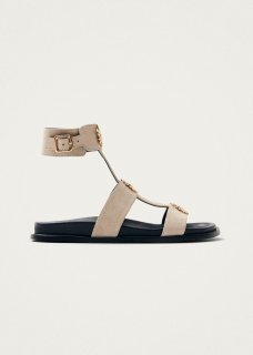 Women's Clarisa Suede Cream Leather Sandals