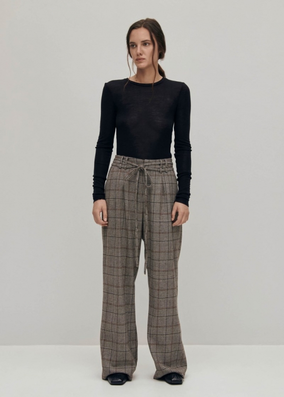 Women's Kathy Checks Brown Pants