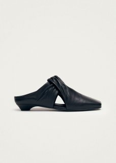 Women's Blau Black Leather Mules
