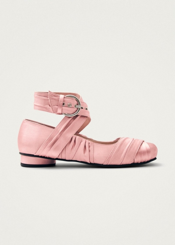 Women's Volant Silky Pink Ballet Flats