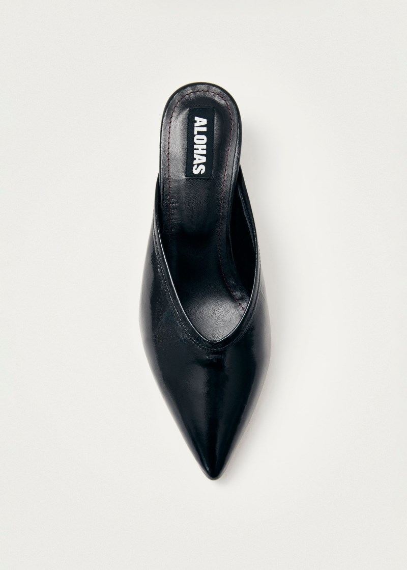 Women's Tessa Onix Black Leather Mules