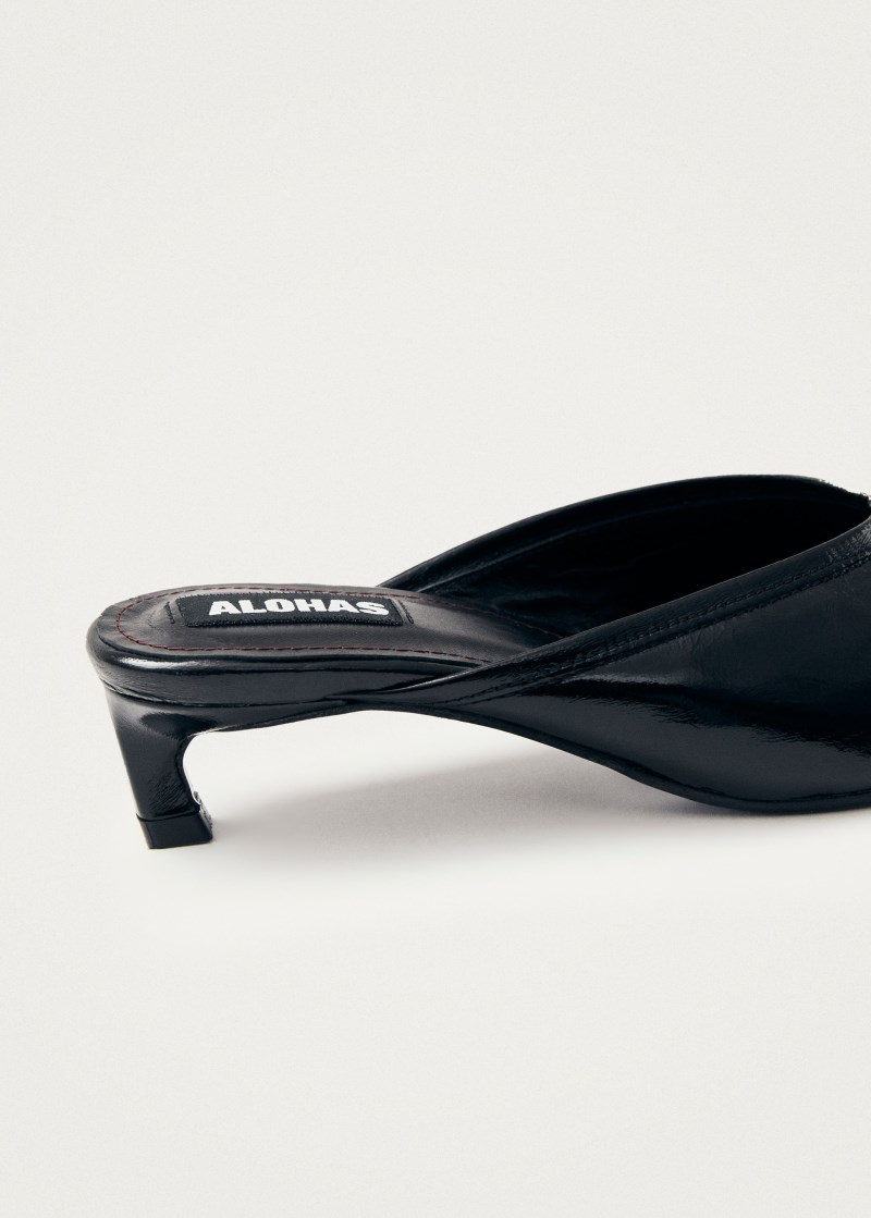 Women's Tessa Onix Black Leather Mules