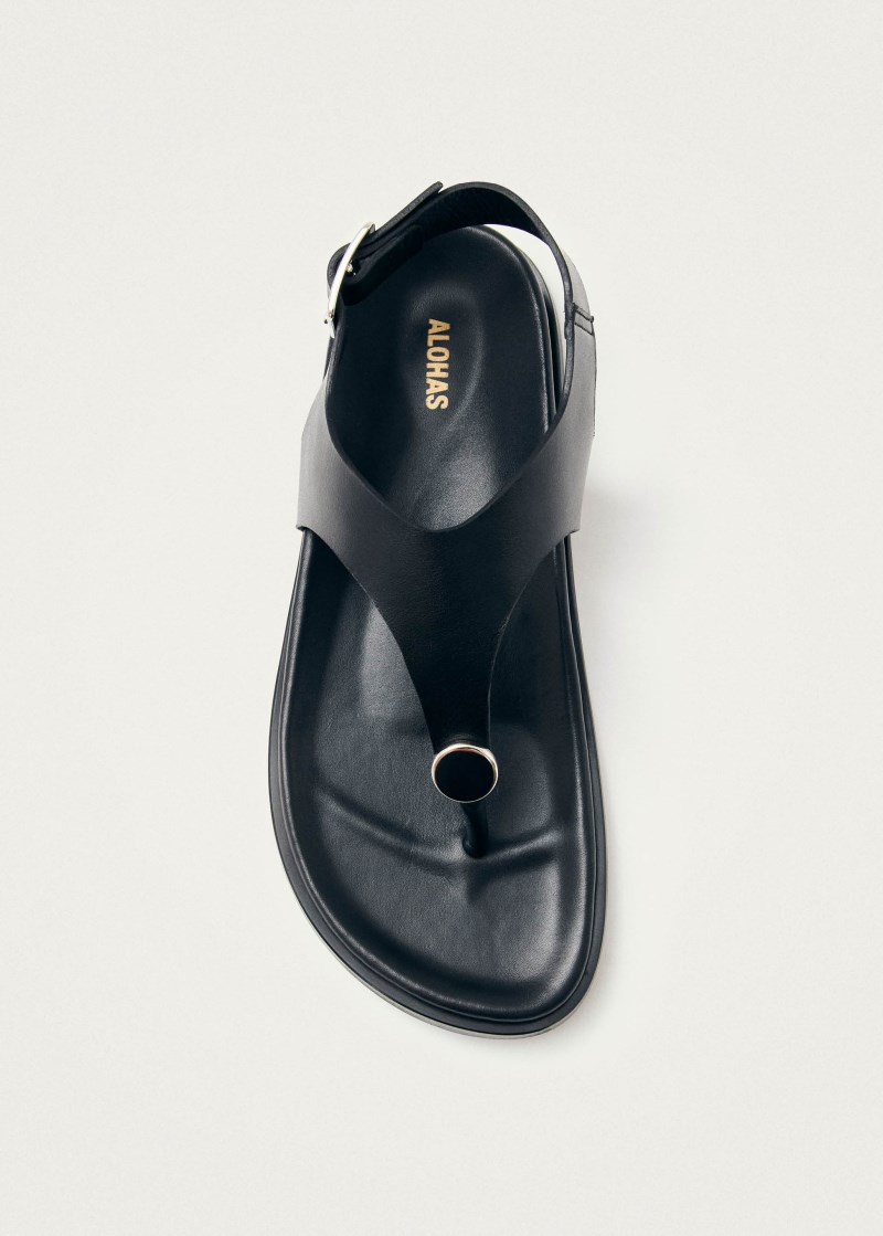 Women's Harbor Black Leather Sandals