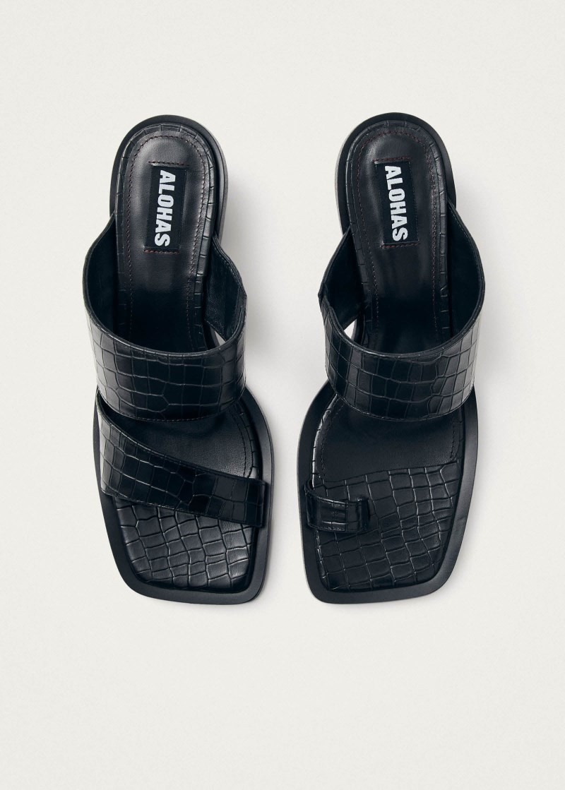Women's Gabin Alli Black Leather Sandals