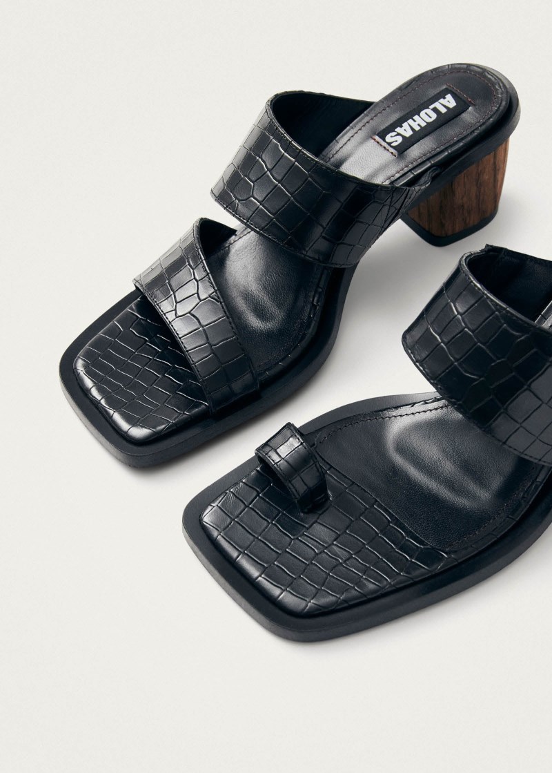 Women's Gabin Alli Black Leather Sandals