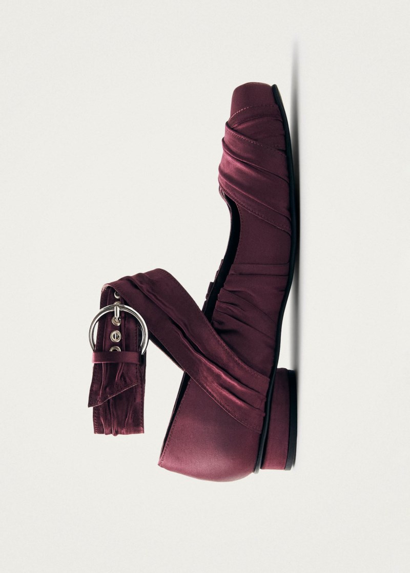 Women's Volant Silky Burgundy Ballet Flats