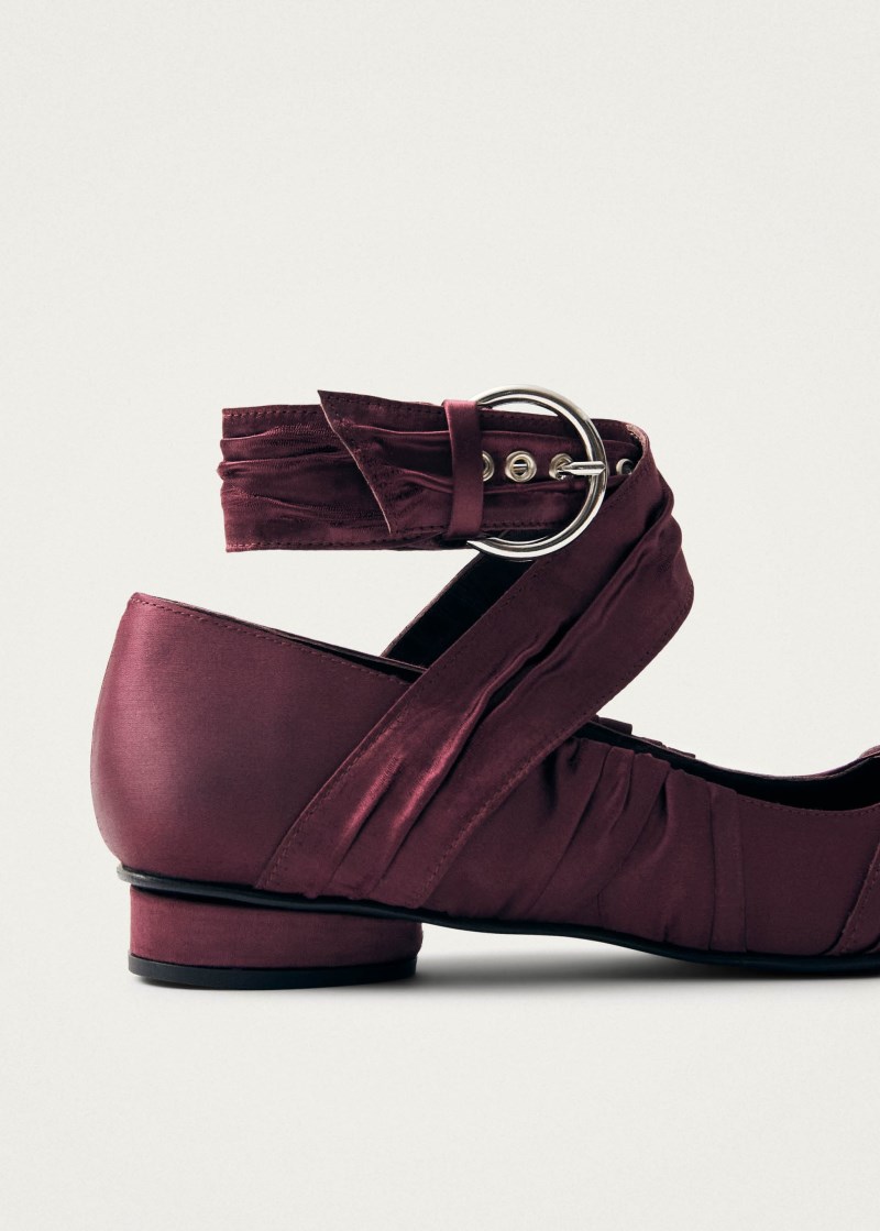 Women's Volant Silky Burgundy Ballet Flats