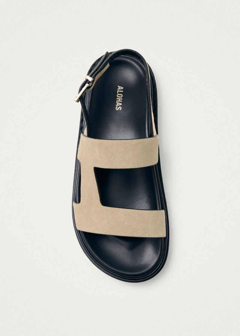 Women's Lorelei Suede Beige Leather Sandals
