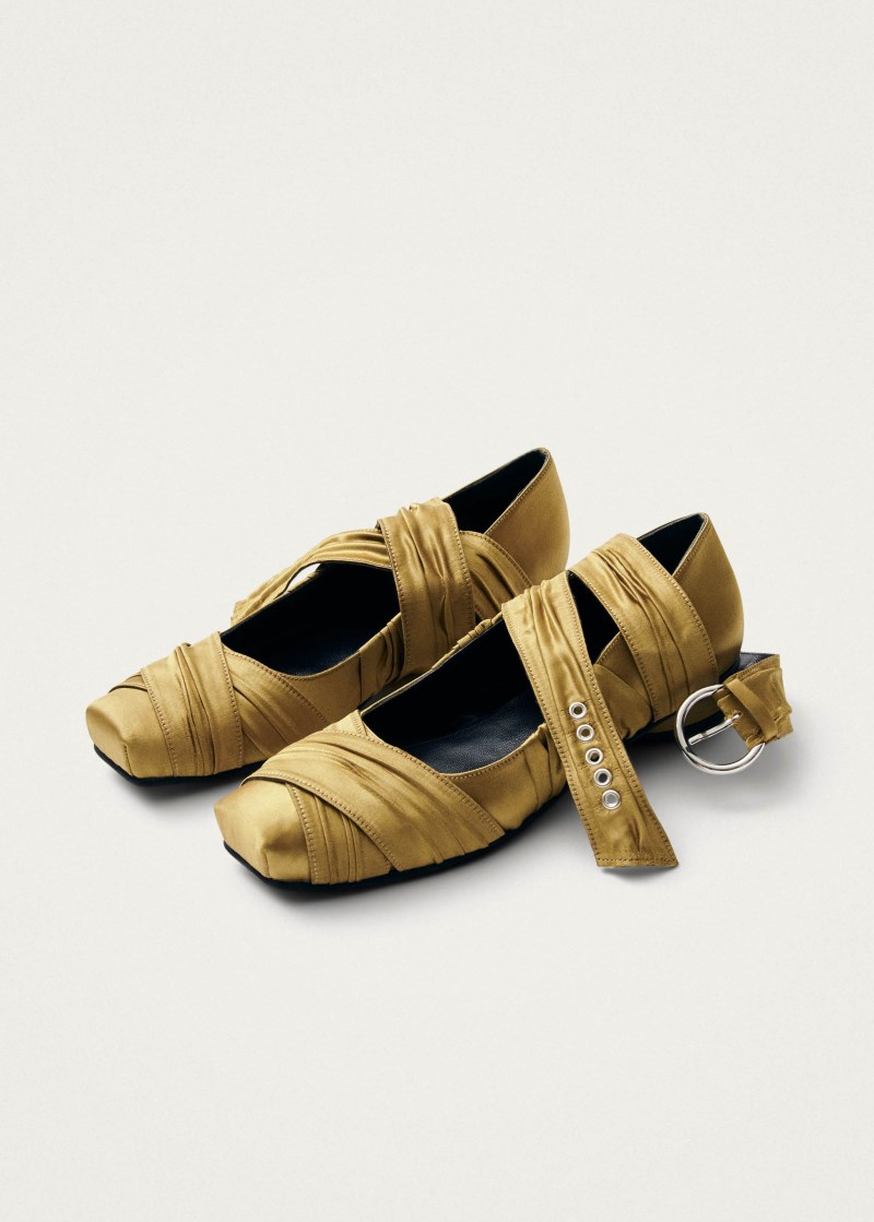 Women's Volant Silky Dark Gold Ballet Flats