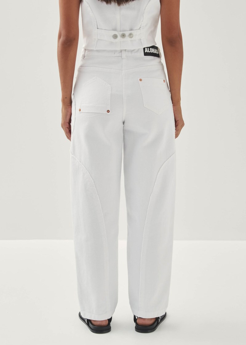 Women's Lorenza White Denim Trousers