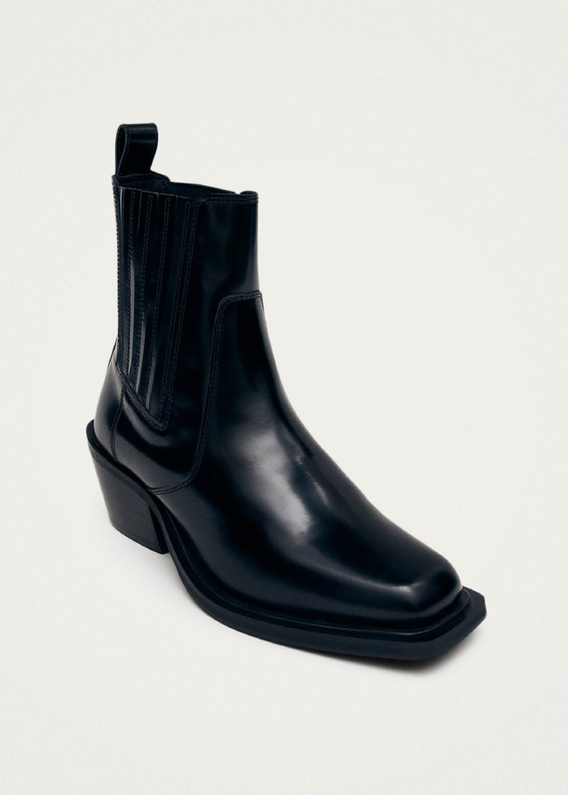 Women's Denver Black Leather Ankle Boots
