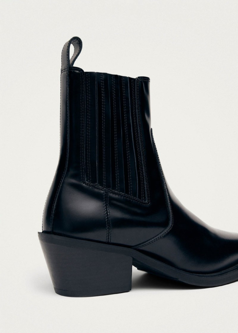 Women's Denver Black Leather Ankle Boots