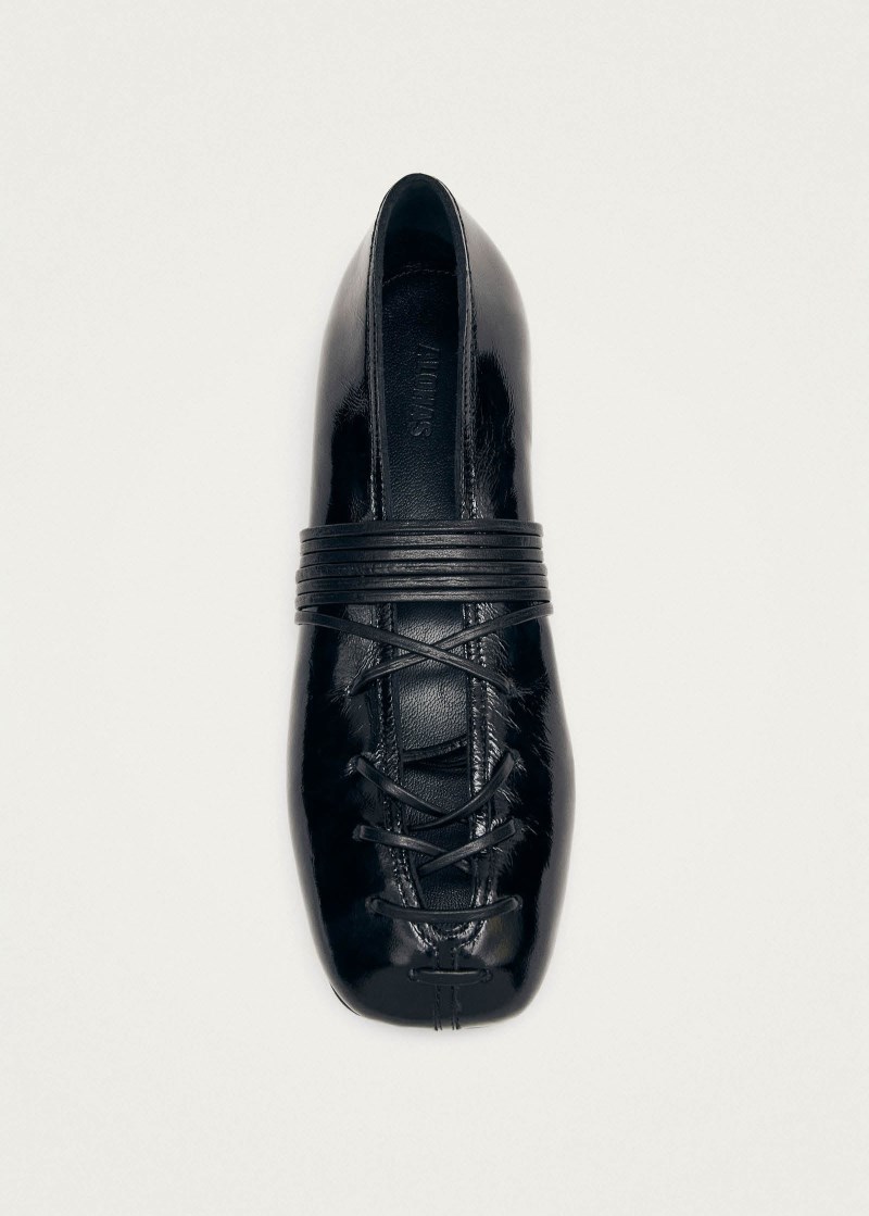 Women's Bumi Onix Black Leather Ballet Flats