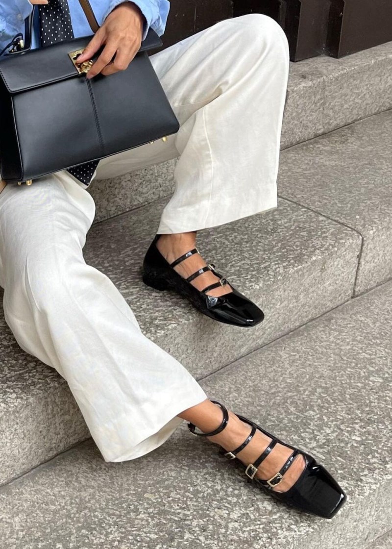 Women's Luke Onix Black Leather Ballet Flats