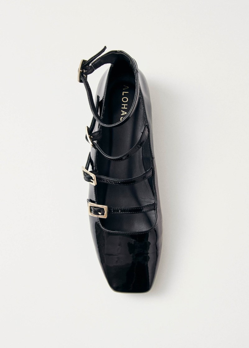 Women's Luke Onix Black Leather Ballet Flats