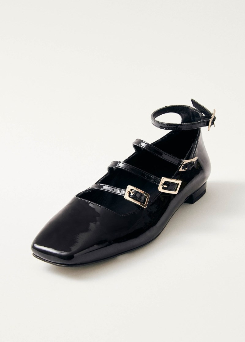 Women's Luke Onix Black Leather Ballet Flats