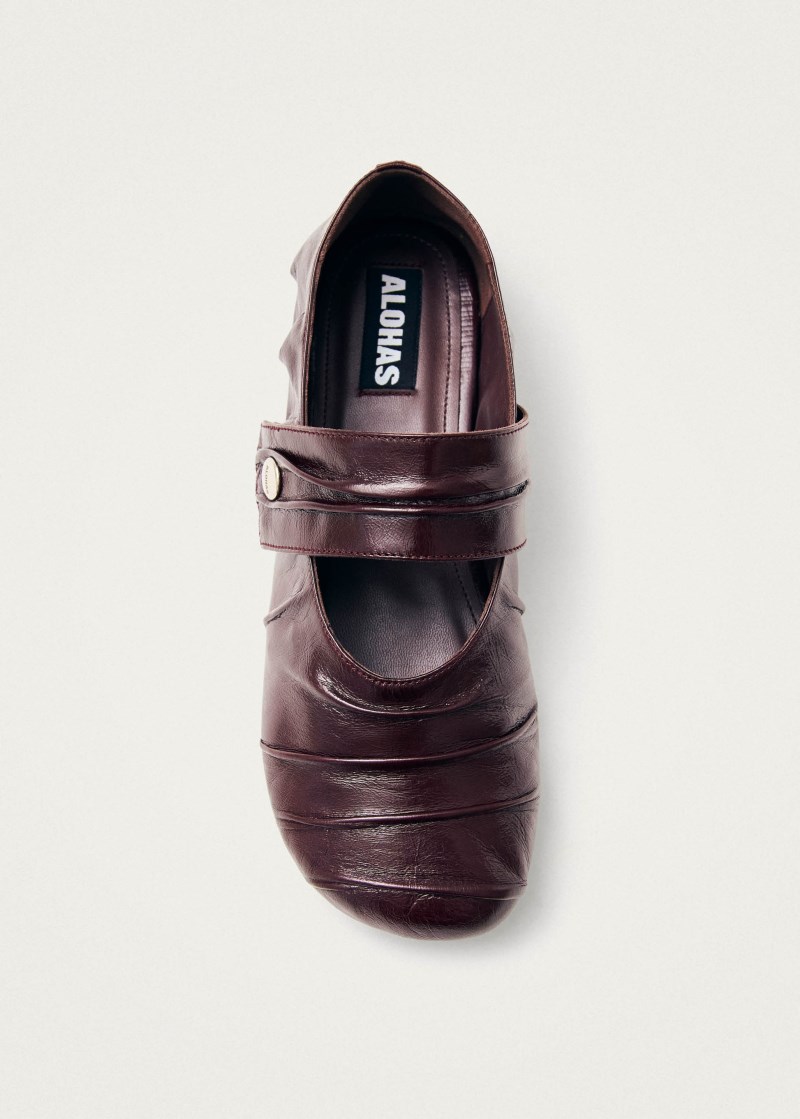 Women's Shay Burgundy Leather Ballet Flats