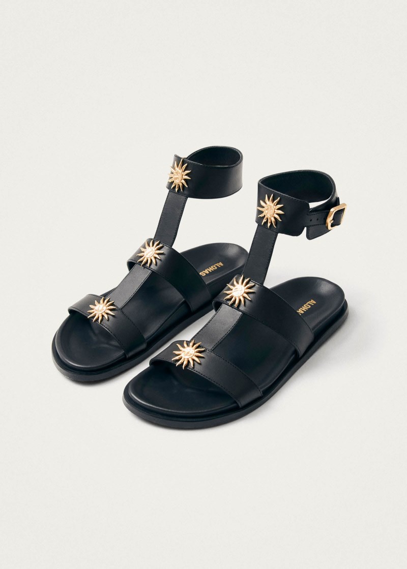 Women's Clarisa Black Leather Sandals