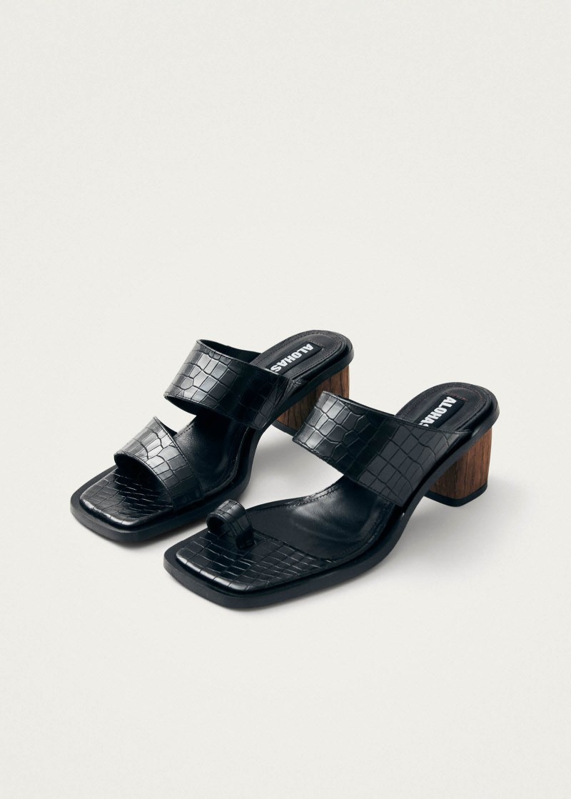 Women's Gabin Alli Black Leather Sandals
